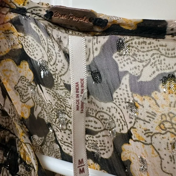 Free People Swinging Sheer Floral Print Dress Mini Dress size medium - Picture 2 of 5